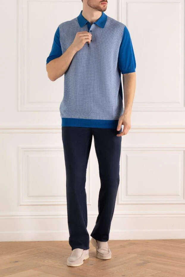 Zilli man blue cotton trousers for men купить с ценами и фото 152835 - photo 2