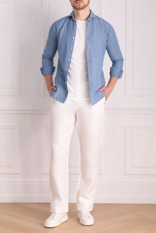 Zilli man white linen trousers for men купить с ценами и фото 152840 - photo 2