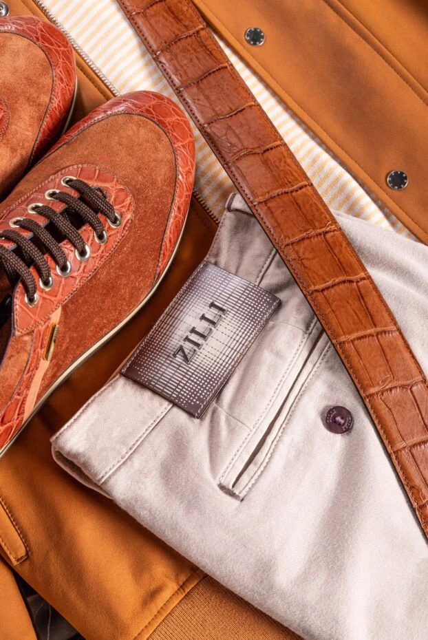 Zilli брюки мужские прямого кроя из хлопка в бежевом цвете
 152846 - фото 2