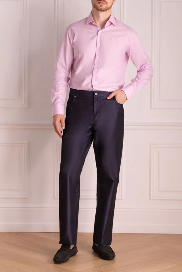 Zilli man blue cotton and silk trousers for men купить с ценами и фото 152862 - photo 2