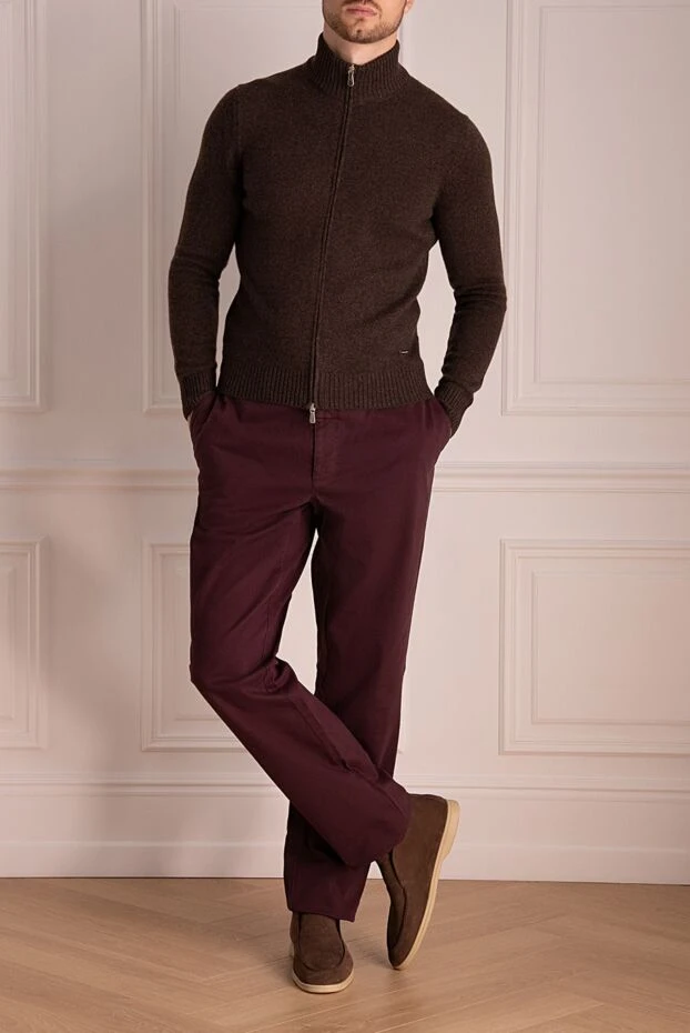 Zilli man cotton jeans burgundy for men купить с ценами и фото 152875 - photo 2