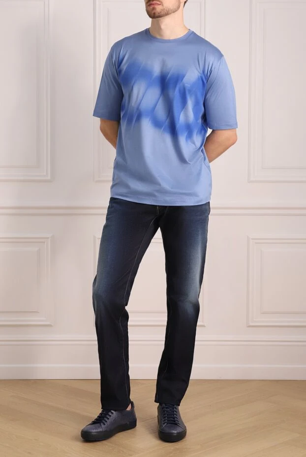 Zilli man blue cotton t-shirt for men купить с ценами и фото 152917 - photo 2