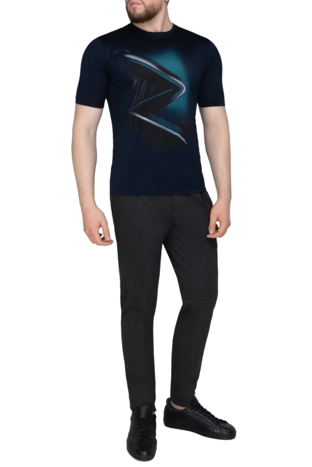 Zilli man cotton t-shirt blue for men купить с ценами и фото 152929 - photo 2