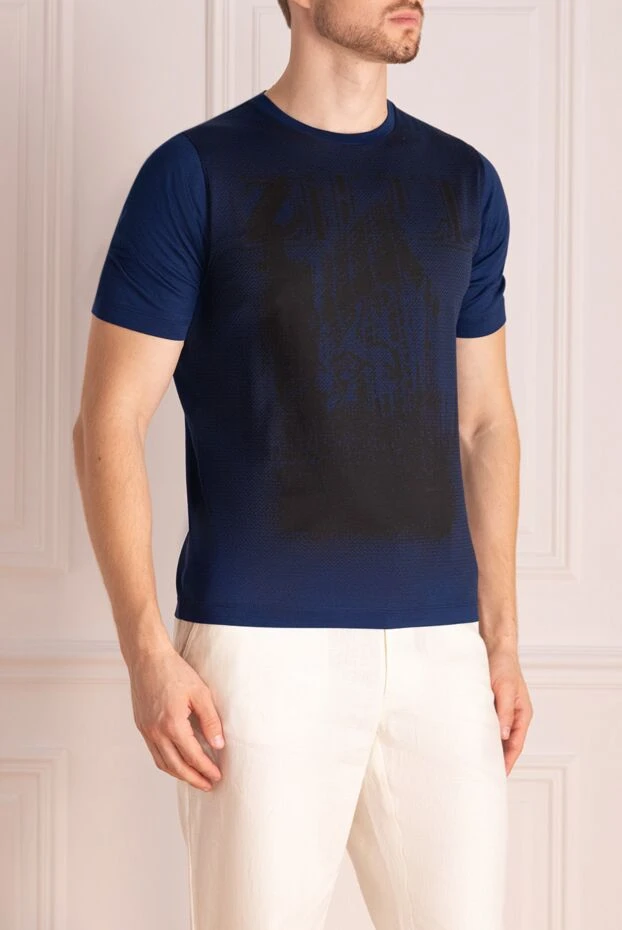 Zilli тёмно-синяя футболка с дизайнерским эффектом затемнения
 152932 - фото 3