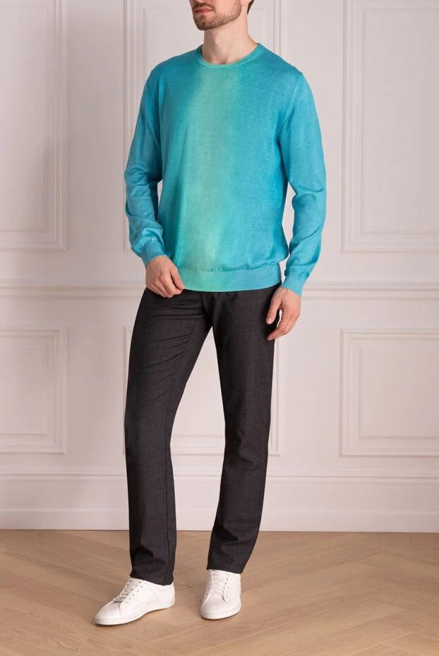 Zilli man blue silk and cotton jumper for men купить с ценами и фото 152949 - photo 2