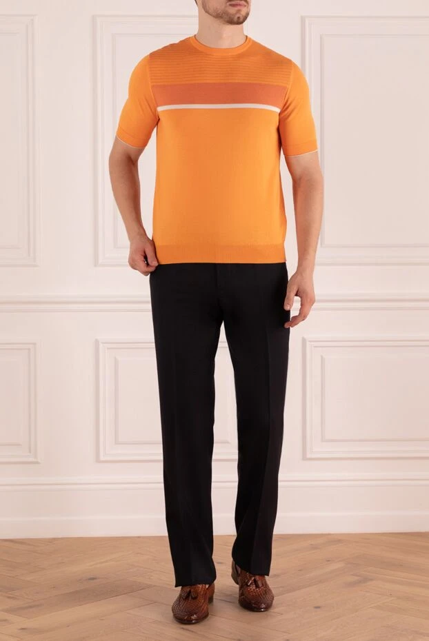 Zilli man cotton and silk short sleeve jumper orange for men купить с ценами и фото 152953 - photo 2