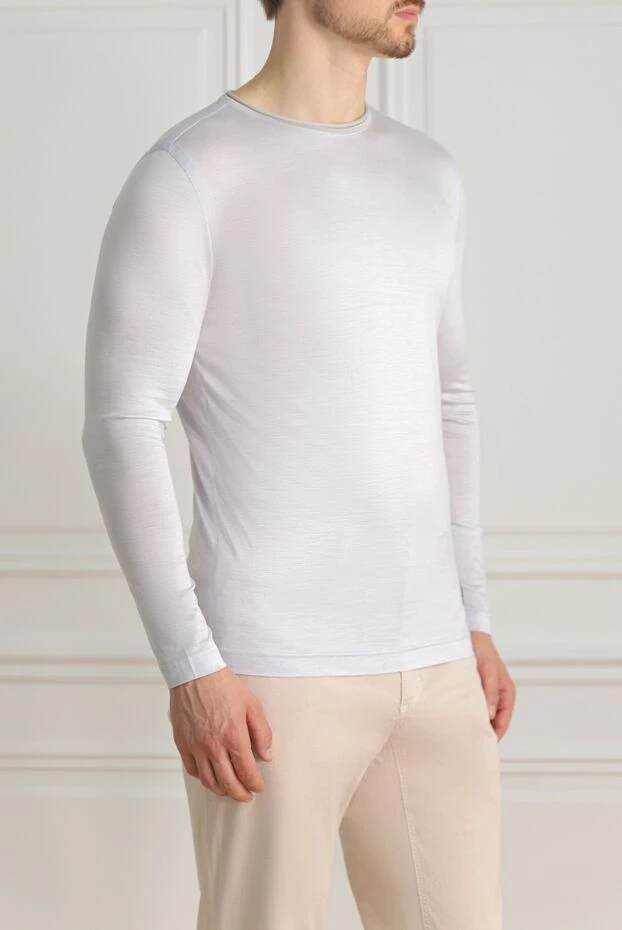 Zilli лонгслив из кашемира, шелка и шерсти серый мужской 152959 - фото 3