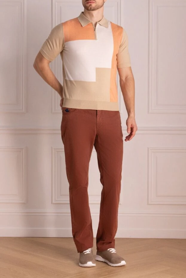 Zilli man long sleeve polo in silk and cotton beige for men купить с ценами и фото 152971 - photo 2