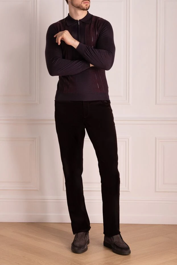 Zilli man long sleeve polo in silk and cashmere burgundy for men купить с ценами и фото 152977 - photo 2