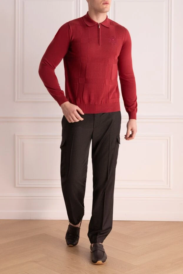 Zilli man long sleeve polo in silk and cotton red for men купить с ценами и фото 152999 - photo 2