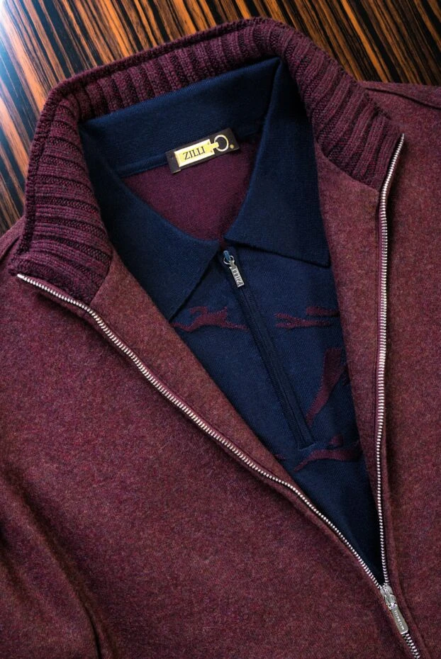 Ерлерге арналған ұзын жеңді көк поло жейде абстрактты контрастты өрнекпен - фото 2