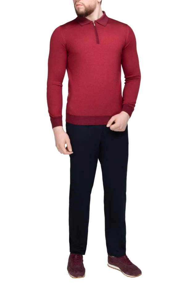 Zilli man long sleeve polo in silk and cashmere red for men купить с ценами и фото 153031 - photo 2