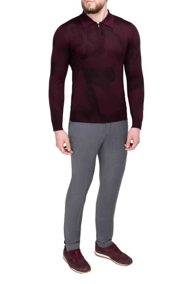 Zilli man long-sleeve polo in silk, cashmere and wool burgundy for men купить с ценами и фото 153035 - photo 2