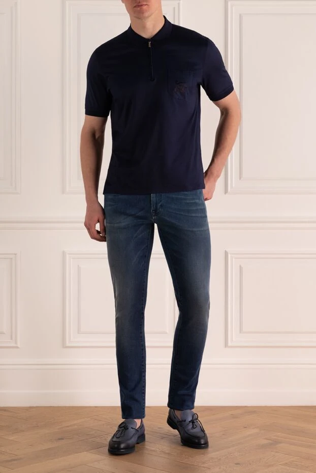 Zilli man blue cotton polo for men купить с ценами и фото 153041 - photo 2