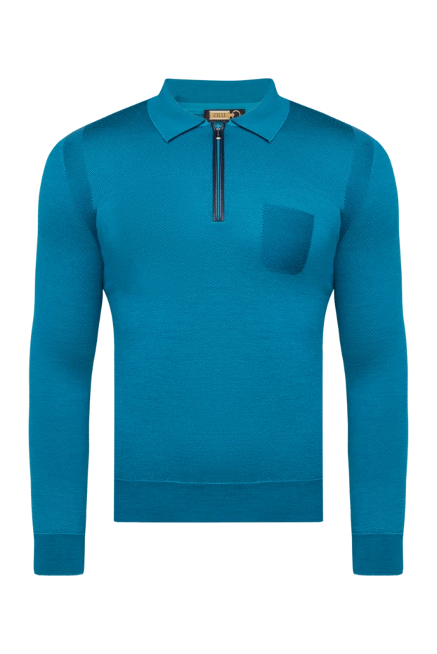 Zilli man silk and wool long sleeve polo blue for men купить с ценами и фото 153063 - photo 1