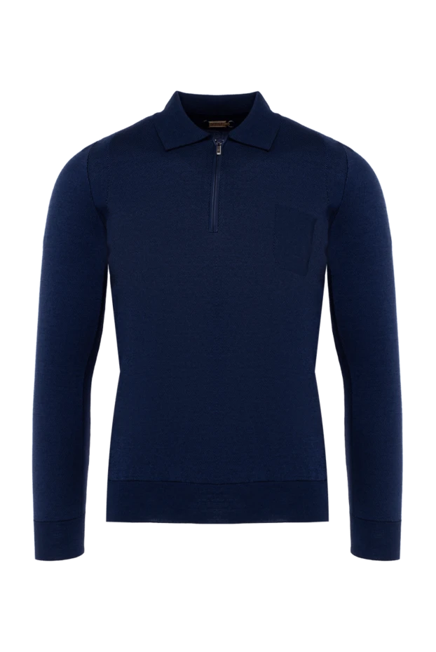 Zilli man silk and wool long sleeve polo blue for men купить с ценами и фото 153067 - photo 1