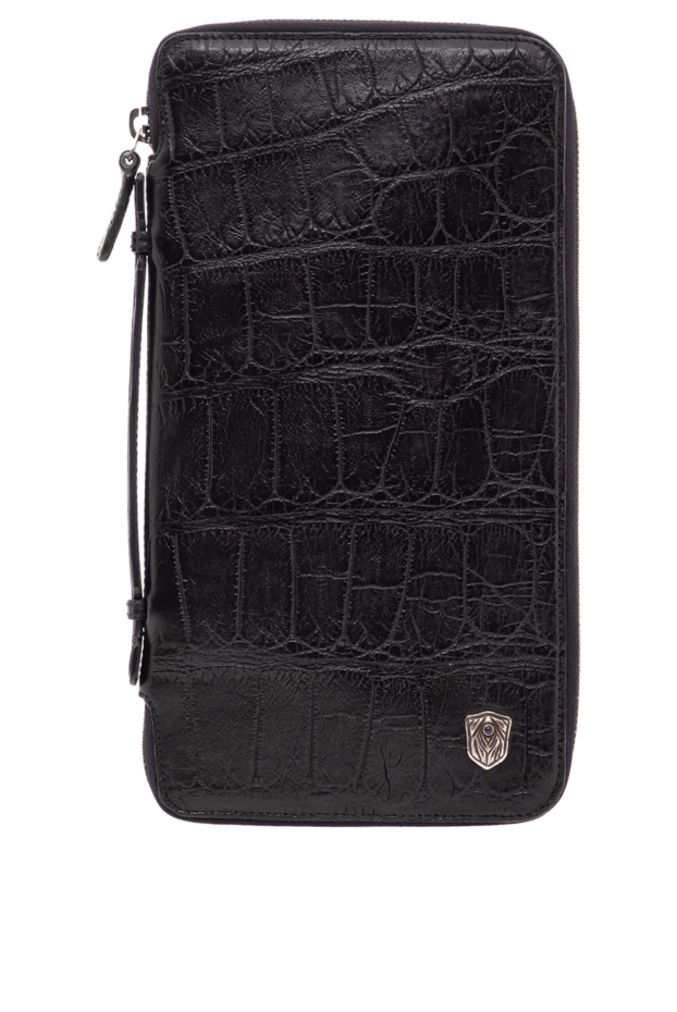 Клатч синий мужской из кожи аллигатора с фиксирующей ручкой - фото 1