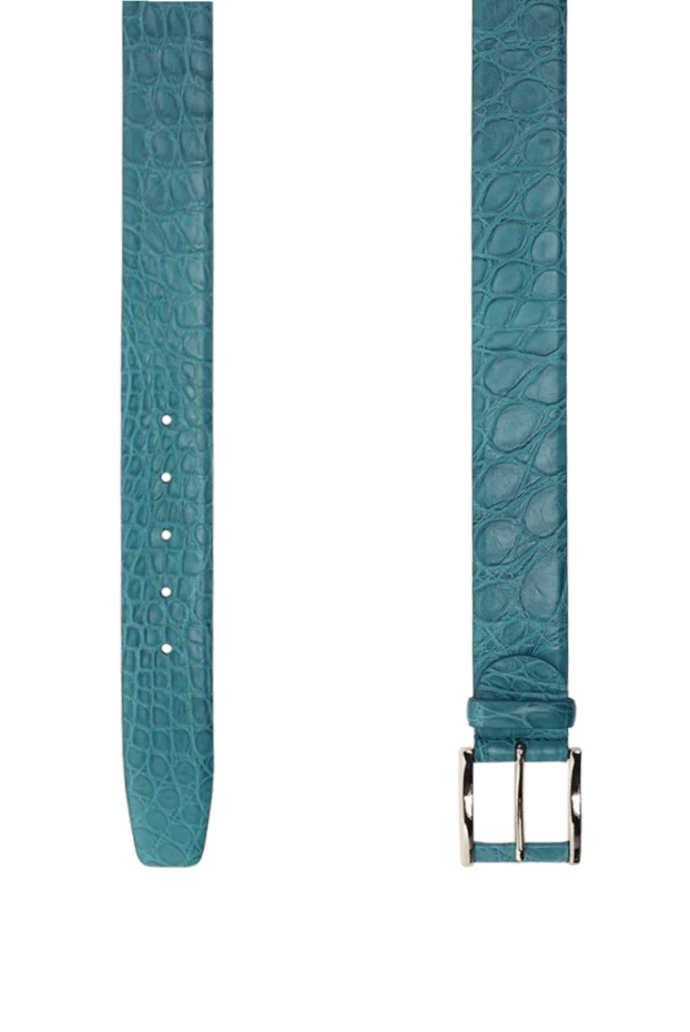 Cesare di Napoli мұхит түстес көгілдір текстуралы крокодил терісінен жасалған белдік ерлерге арналған 153091 - фото 3