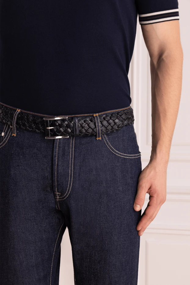 Cesare di Napoli man crocodile leather belt blue for men купить с ценами и фото 153093 - photo 2