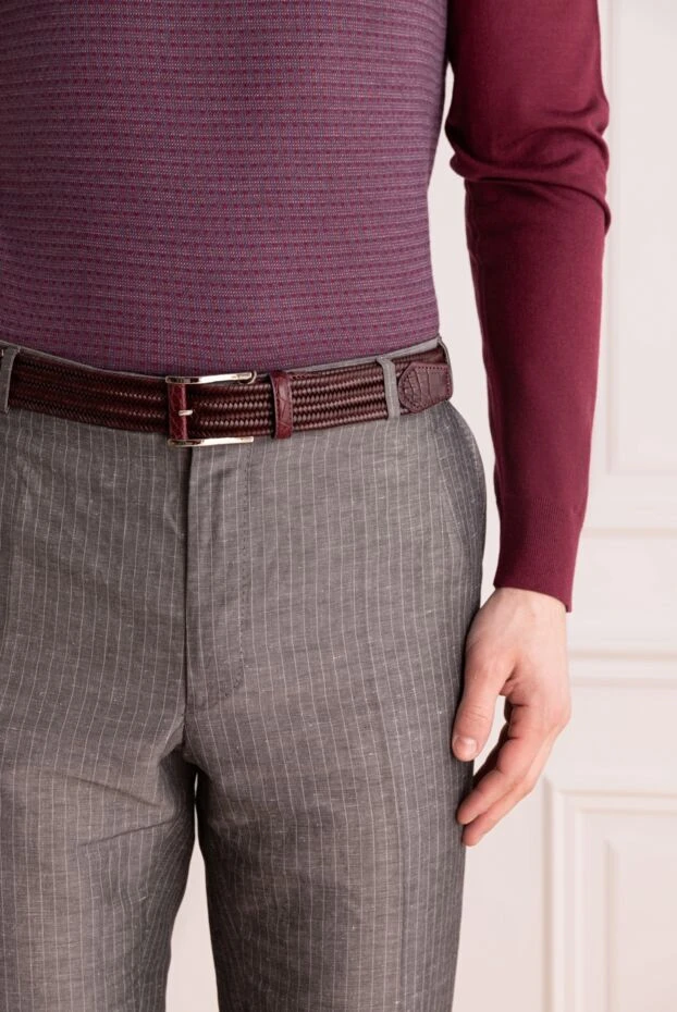 Cesare di Napoli man leather belt burgundy for men купить с ценами и фото 153104 - photo 2