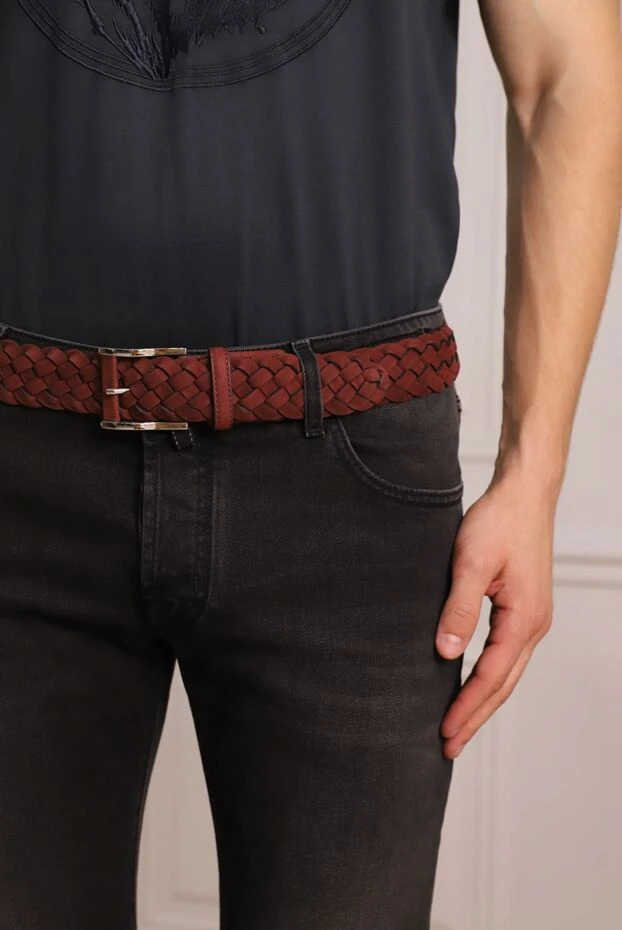 Cesare di Napoli man leather belt burgundy for men купить с ценами и фото 153110 - photo 2