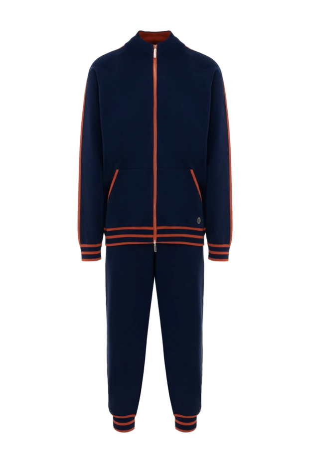 Жүн мен жібектен тігілген ерлер спорттық костюмі, көк - фото 1