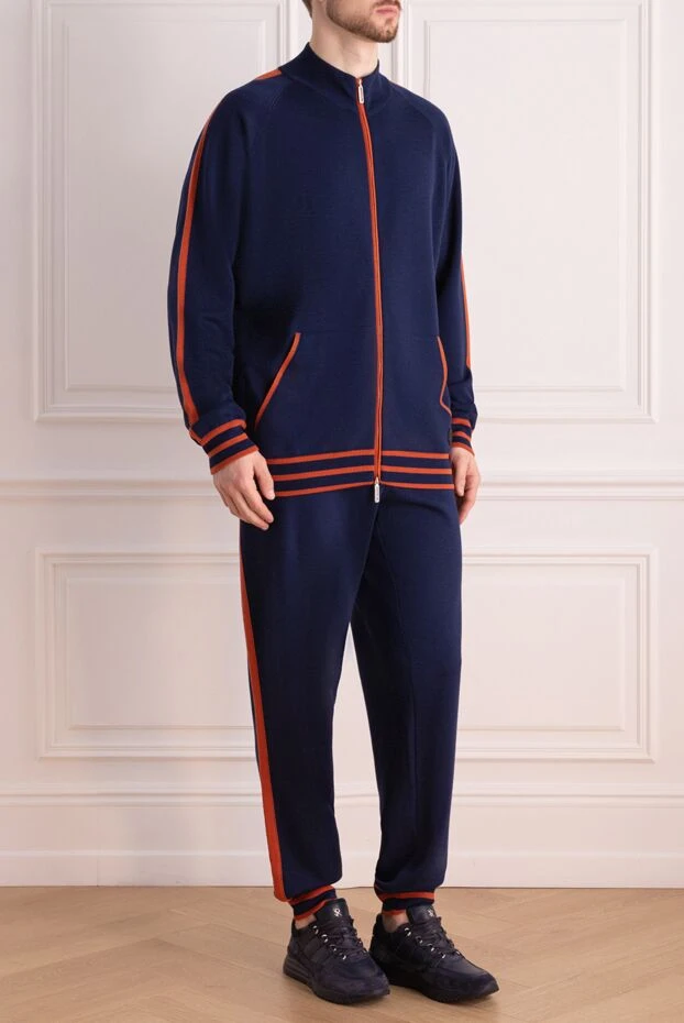 Stefano Ricci жүн мен жібектен тігілген ерлер спорттық костюмі, көк 153163 - фото 3