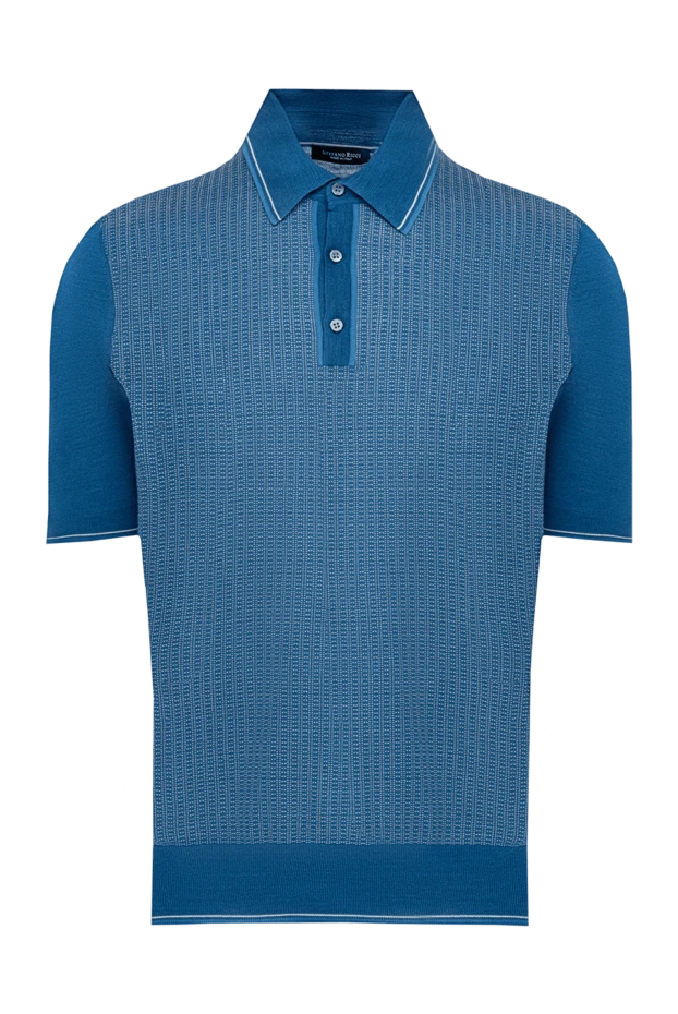 Микроджакард өрнегі бар қою көк жібек поло жейдесі - фото 1