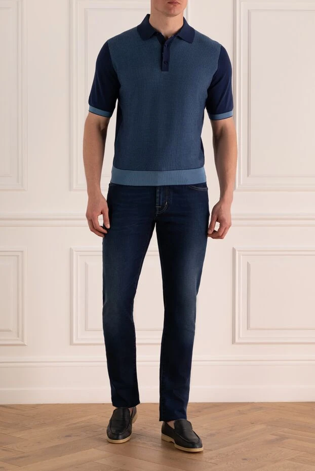 Ерлерге арналған көк жүн және жібек поло - фото 2