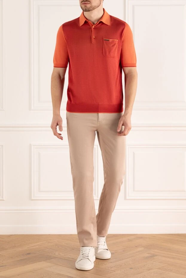 Поло из шелка с нагрудным карманом в красном цвете
 - фото 2