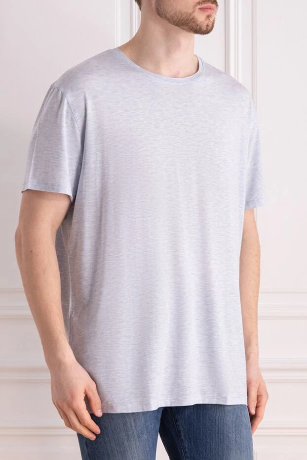 Derek Rose футболка из микромодала и эластана голубая мужская 153232 - фото 3