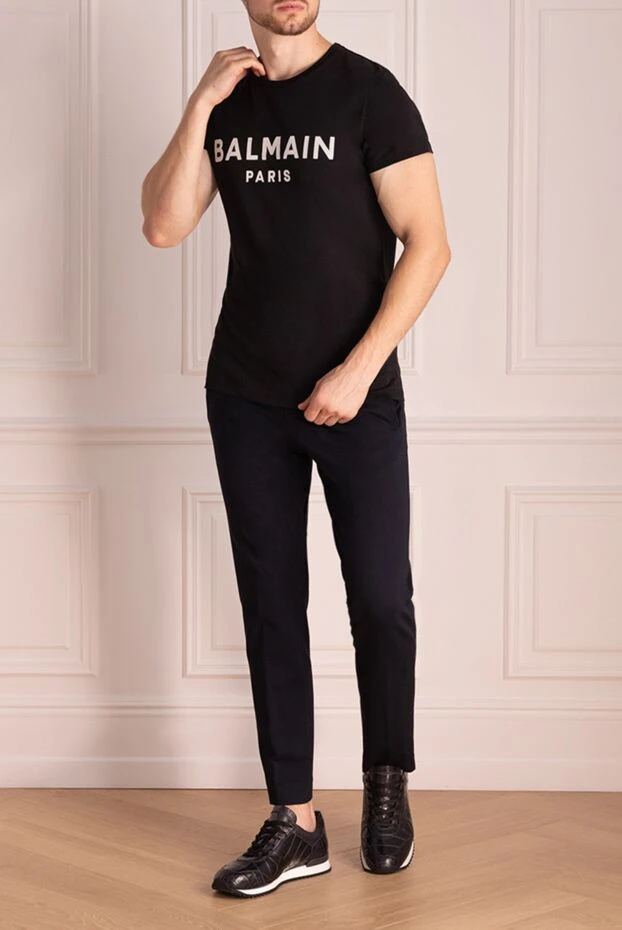 Balmain man black cotton t-shirt for men купить с ценами и фото 153296 - photo 2