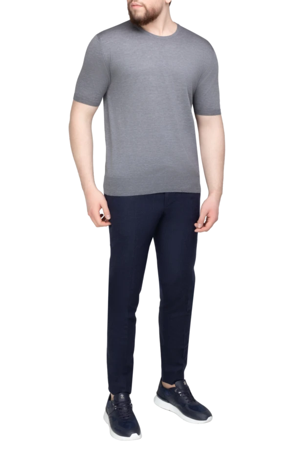 Cesare di Napoli man short sleeve jumper in silk and cotton gray for men купить с ценами и фото 153306 - photo 2