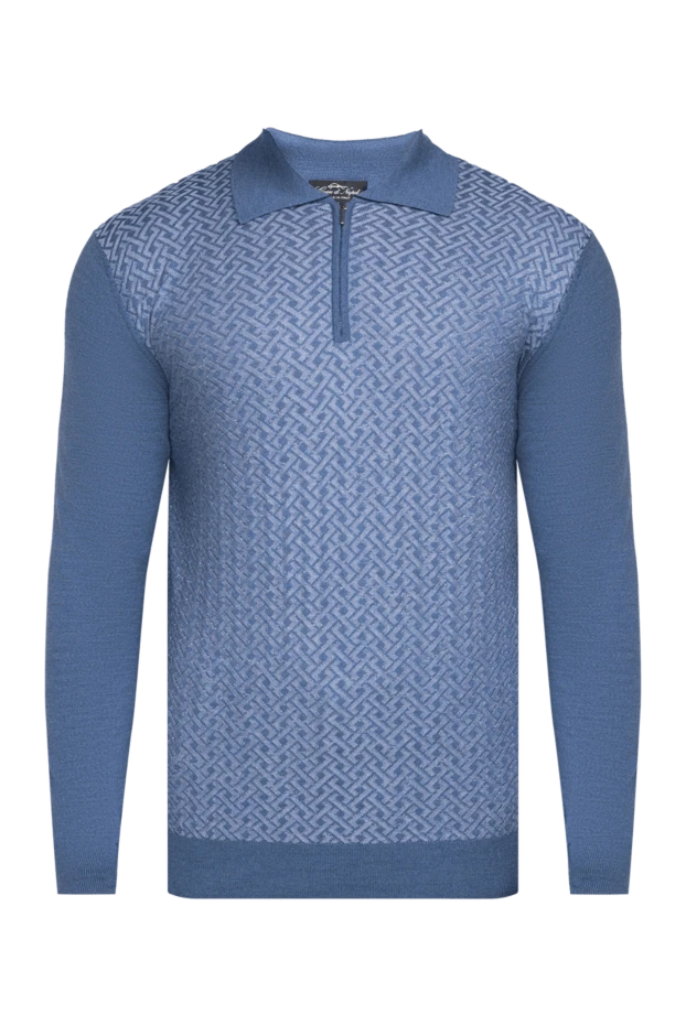 Cesare di Napoli man wool and cashmere long sleeve polo blue for men купить с ценами и фото 153314 - photo 1