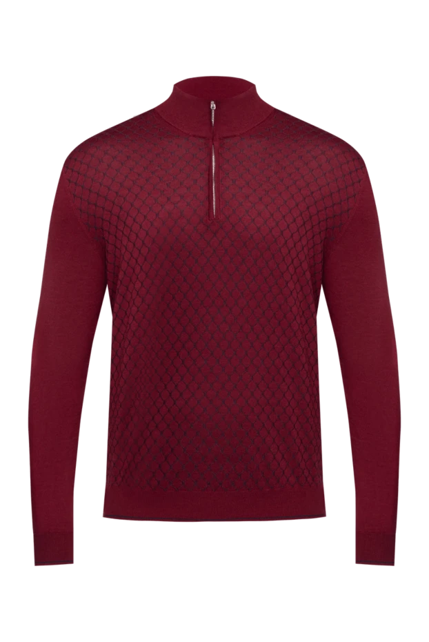 Cesare di Napoli man long sleeve polo in silk and cashmere burgundy for men купить с ценами и фото 153318 - photo 1