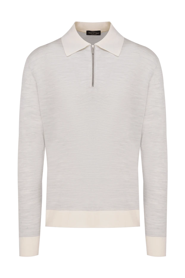 Cesare di Napoli man long sleeve polo in silk and cashmere white for men купить с ценами и фото 153323 - photo 1