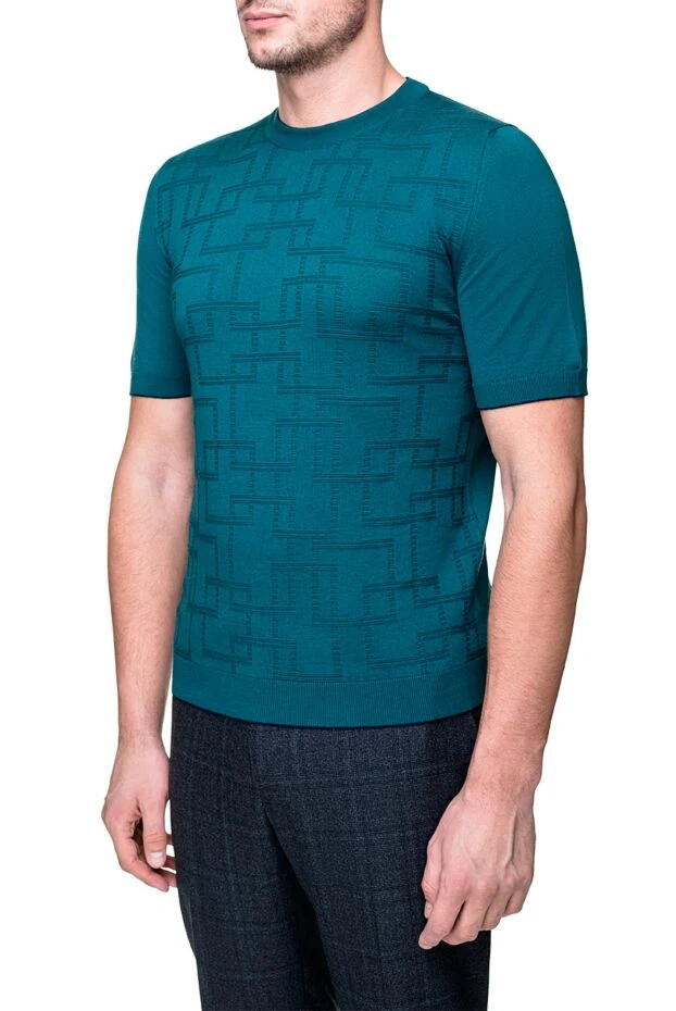 Svevo man short sleeve jumper in cotton green for men купить с ценами и фото 153330 - photo 2