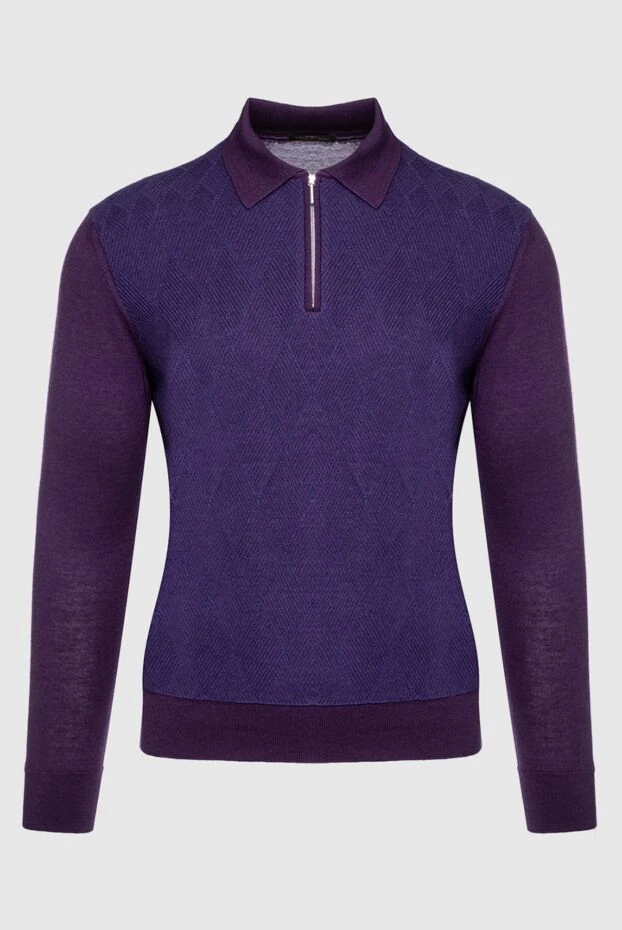 Cesare di Napoli man long sleeve polo in silk and cashmere violet for men купить с ценами и фото 153369 - photo 1