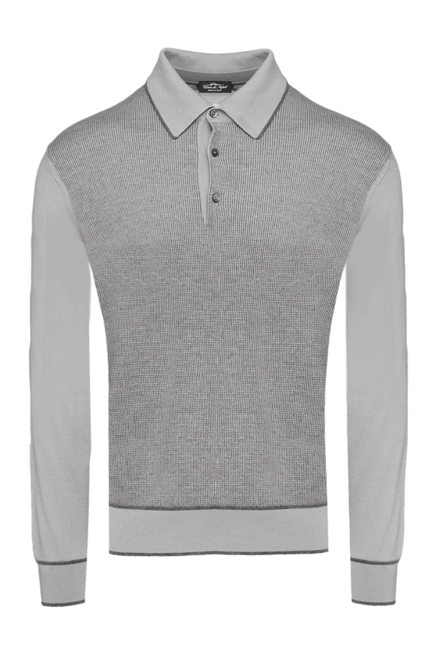 Cesare di Napoli man long sleeve polo in silk and cashmere gray for men купить с ценами и фото 153373 - photo 1