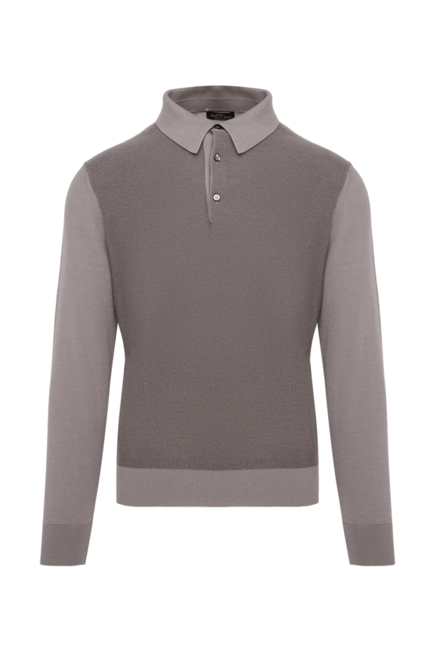 Cesare di Napoli man long sleeve polo in silk and cashmere gray for men купить с ценами и фото 153382 - photo 1