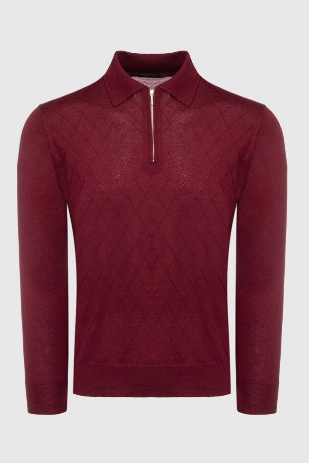 Cesare di Napoli man long sleeve polo in silk and cashmere burgundy for men купить с ценами и фото 153388 - photo 1