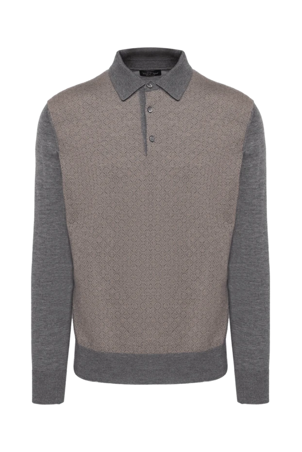 Cesare di Napoli man polo with long sleeves made of silk and cashmere, beige for men купить с ценами и фото 153391 - photo 1