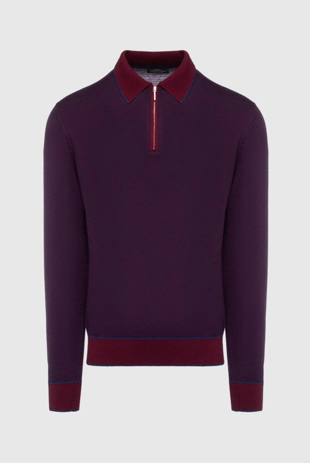 Cesare di Napoli man long sleeve polo in silk and cashmere burgundy for men купить с ценами и фото 153409 - photo 1