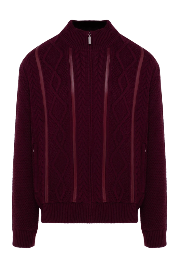 Zilli man men's cardigan made of cashmere, silk and natural fur, burgundy купить с ценами и фото 153469 - photo 1