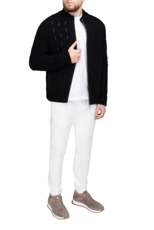 Zilli man men's cardigan made of cashmere, silk and natural fur, black купить с ценами и фото 153476 - photo 2