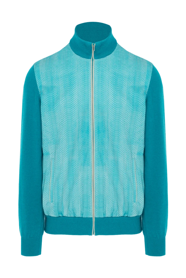 Zilli man men's cardigan made of cashmere, silk, linen and blue snakeskin купить с ценами и фото 153480 - photo 1