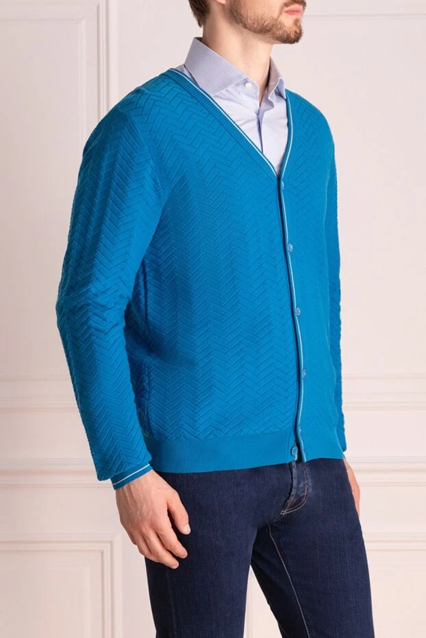 Zilli man men's cotton cardigan blue купить с ценами и фото 153490 - photo 2