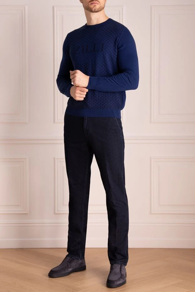 Zilli man silk and cotton jumper blue for men купить с ценами и фото 153499 - photo 2