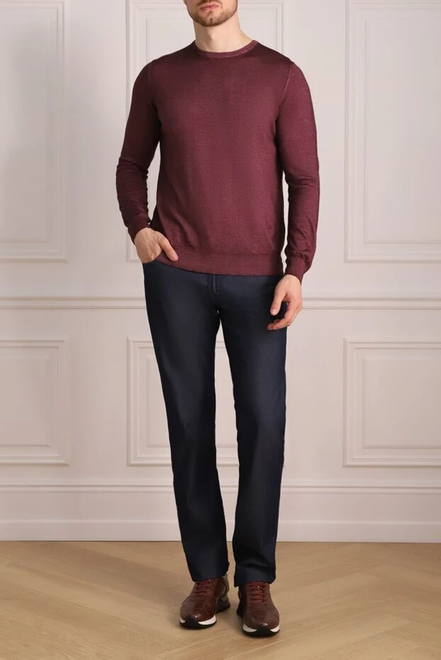 Zilli man cashmere and silk jumper burgundy for men купить с ценами и фото 153506 - photo 2