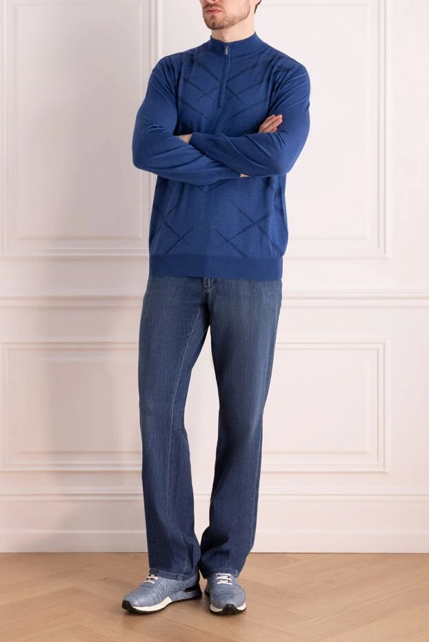 Zilli man troyer made of cashmere and silk blue for men купить с ценами и фото 153510 - photo 2